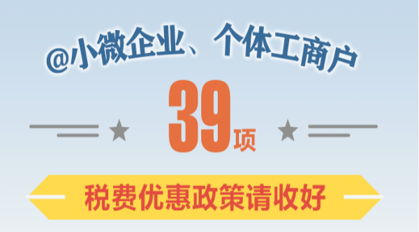 @小微企業(yè)、個(gè)體工商戶：39項(xiàng)稅費(fèi)優(yōu)惠政策請收好